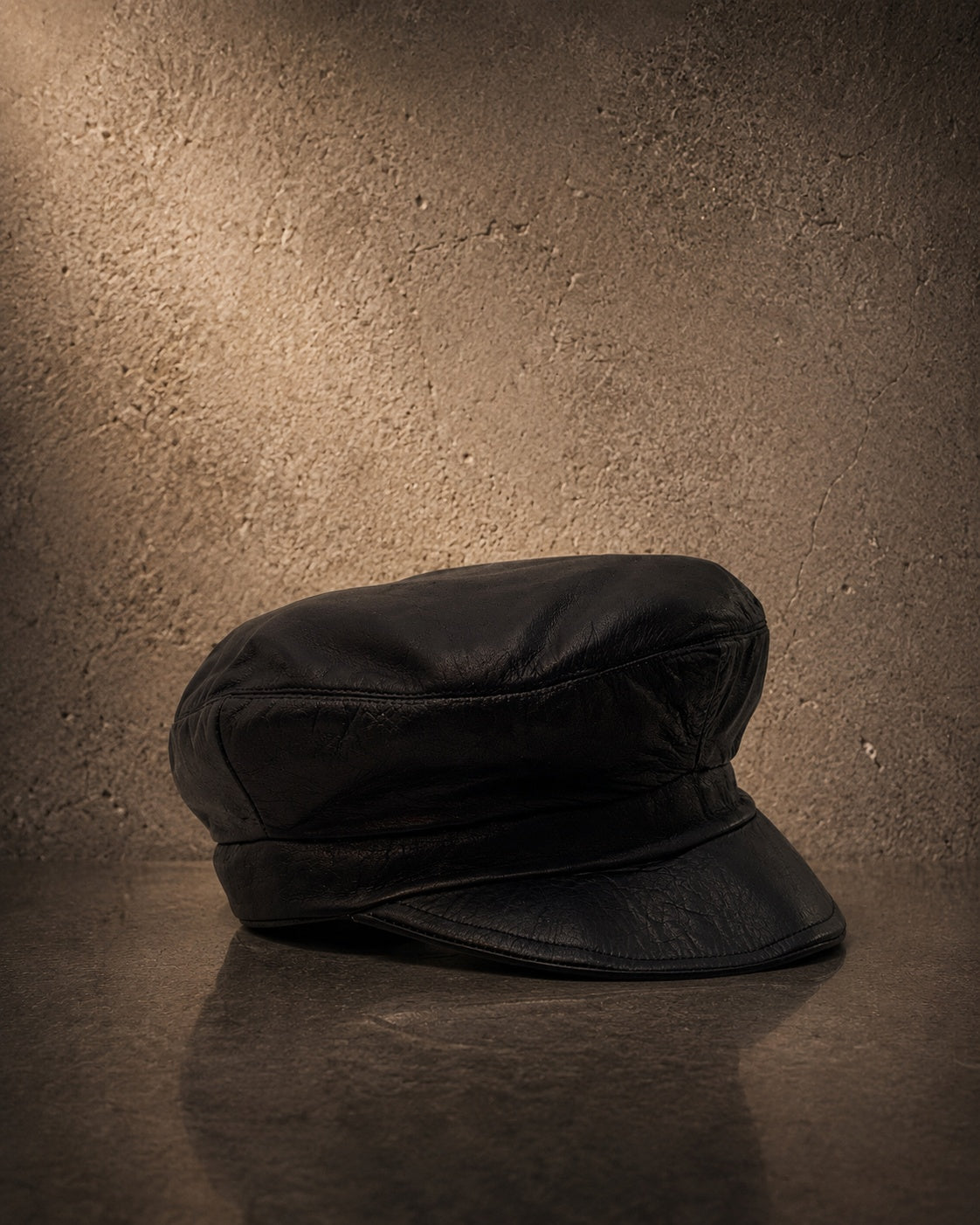 IO Fiddler Hat soft black leather side view