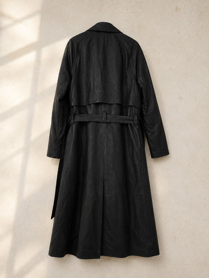 Long handmade leather trench coat from León Guanajuato