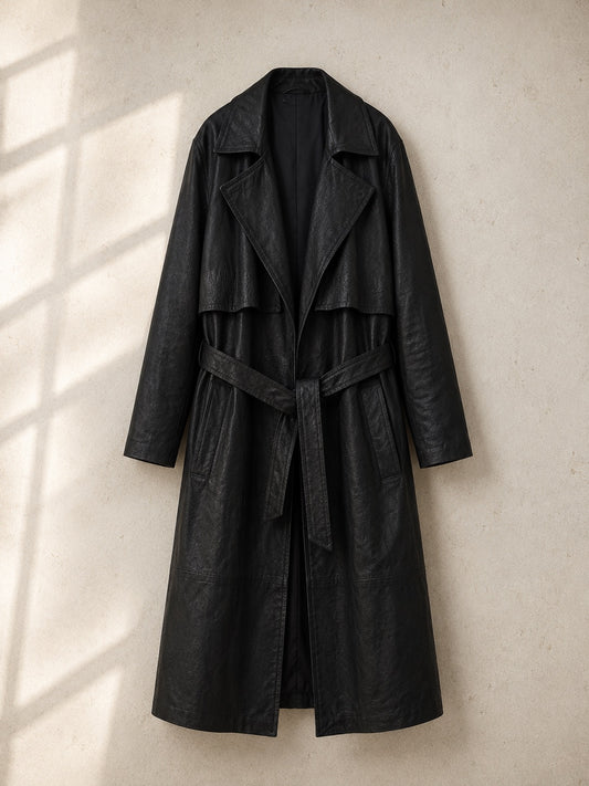 Handmade Leather Trench Coat