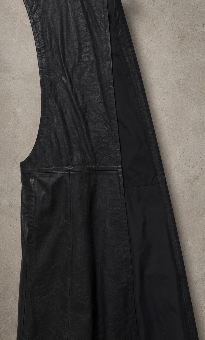 Ankle Length Sleeveless Leather Duster