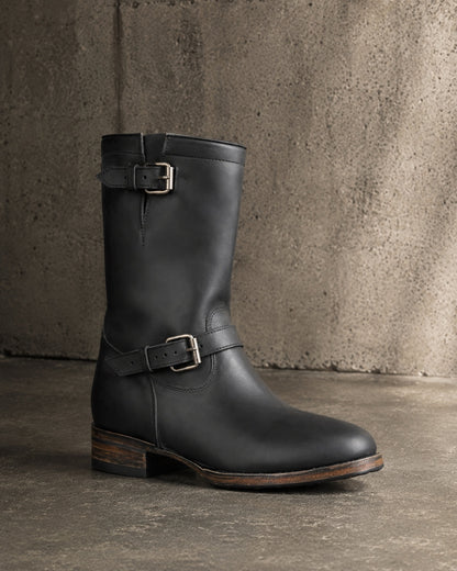 IO Engineers black custom leather engineer boot hero view