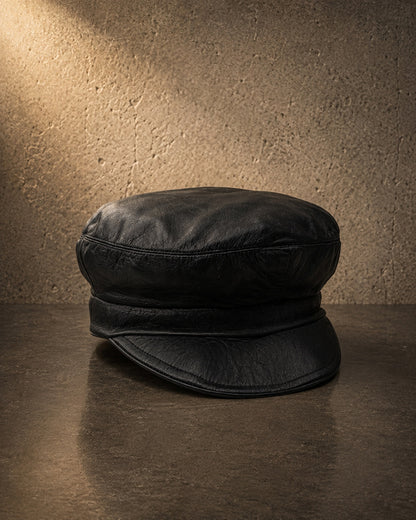 IO Fiddler Hat soft black leather profile