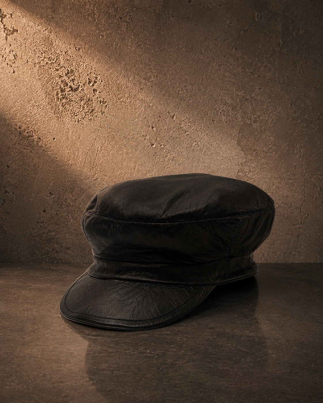 IO Fiddler Hat soft leather cap front angle