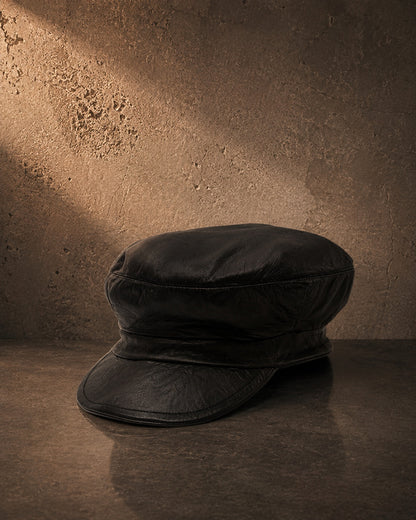 IO Fiddler Hat soft leather cap front angle
