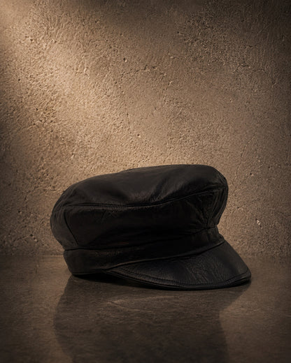 IO Fiddler Hat soft black leather side view
