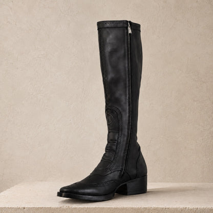 Oxford Tall black leather boot detail