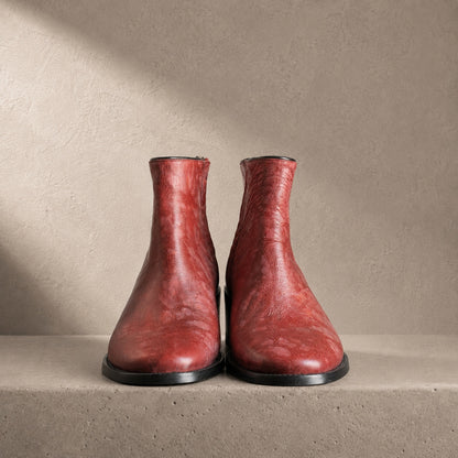 Sencillo Short Red handmade boot from León Guanajuato