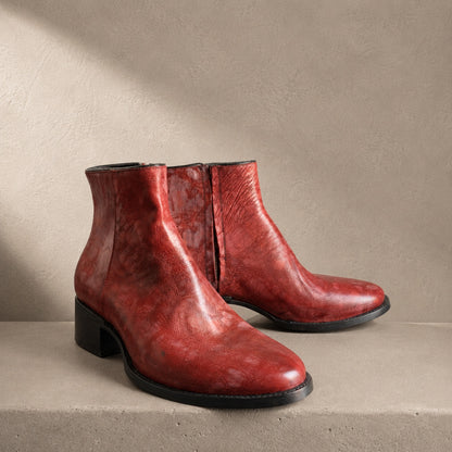Sencillo Short Red handmade leather boot product photo