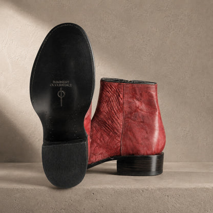 Sencillo Short Red leather boot profile