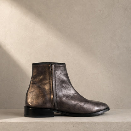Sencillo Short Silver handmade silver leather boot by Imminent Occurrence