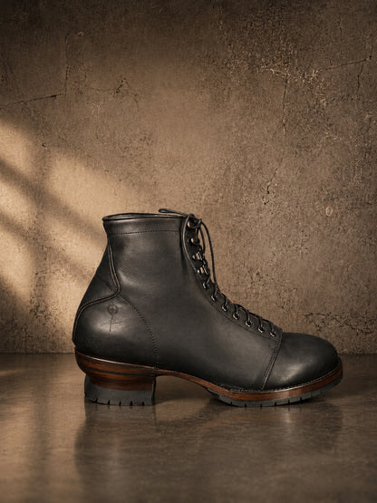 Logger Short Black handmade leather boot by Imminent Occurrence