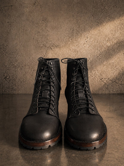 Logger Short Black Goodyear welted boot view