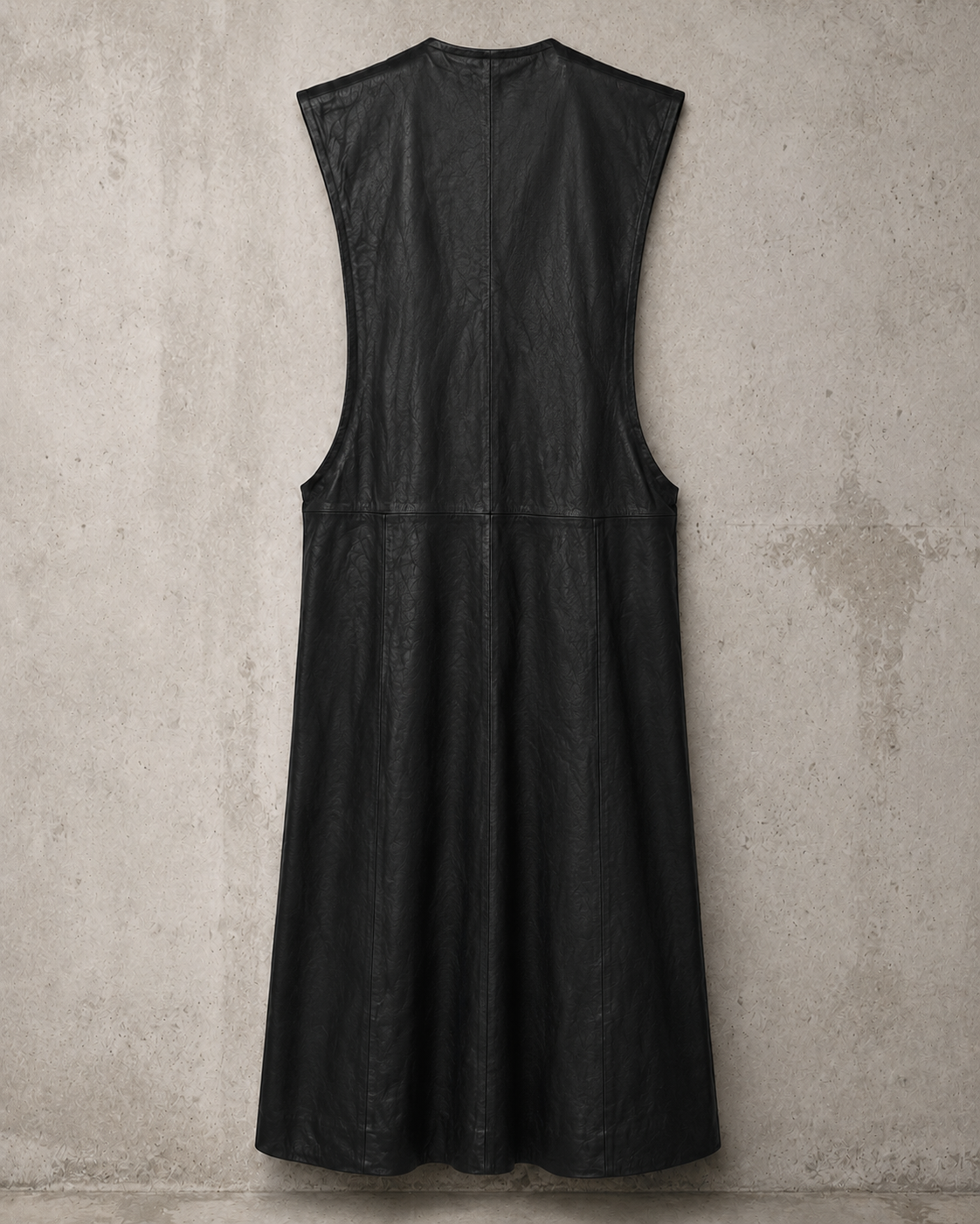Ankle Length Sleeveless Leather Duster