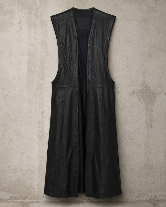 Ankle Length Sleeveless Leather Duster