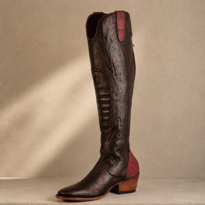 Zapata Vaquero Knee High black leather boot detail
